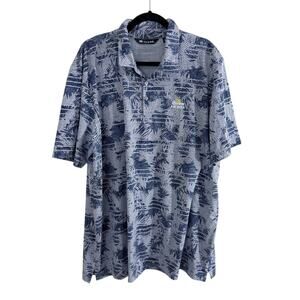 Travis Mathew Blue Palm Tree Print Golf Polo Men's Size XXXL Corona Premier Logo